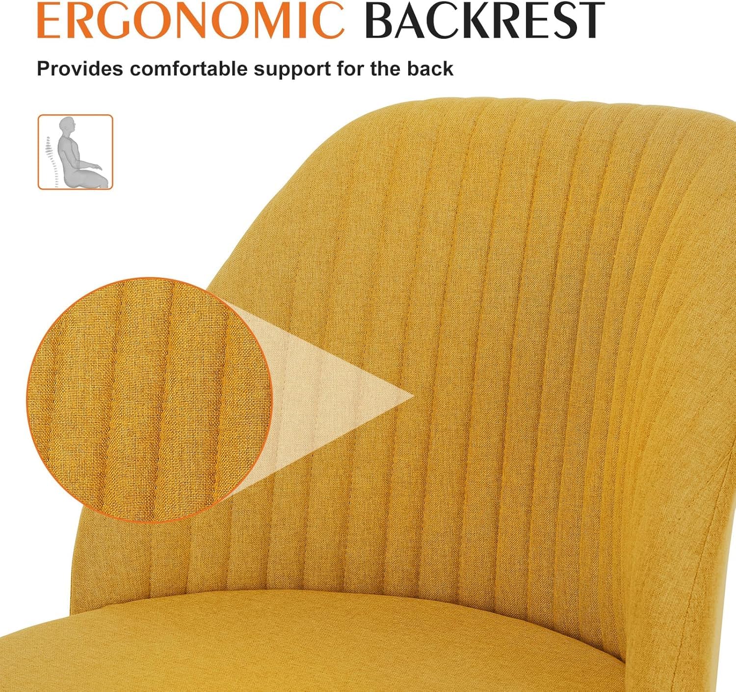 Foto 5 | Silla De Escritorio Simple Deluxe Sin Brazos Amarilla Con Ruedas - Venta Internacional.