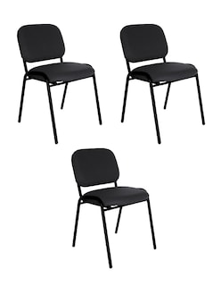 Foto 1 | Offiho Set De 3 Sillas Para Oficina, Sala De Espera, Consultorio Con Tapiz De Tela Color Gris Oxford