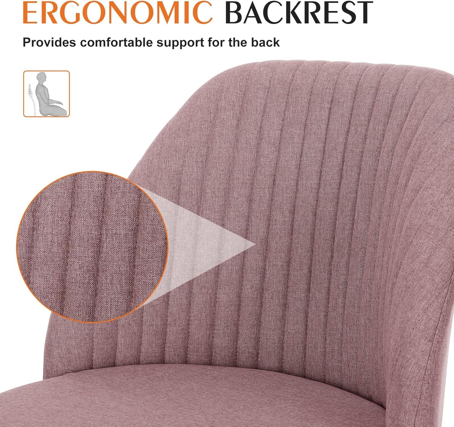 Foto 5 | Silla De Escritorio Simple Deluxe Sin Brazos Rosa Con Ruedas - Venta Internacional.