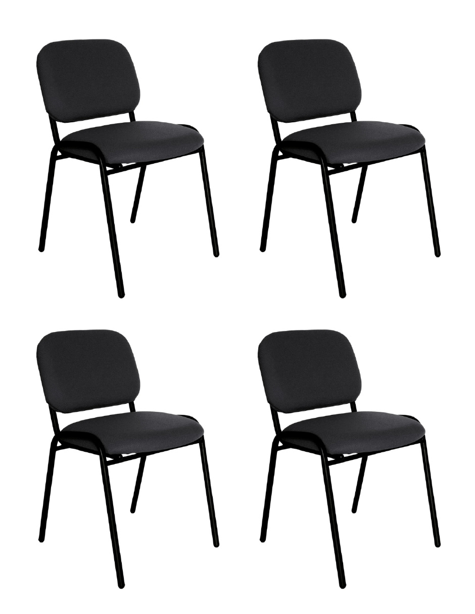Offiho Set De 4 Sillas Para Oficina, Salas De Espera, Consultorio Con Tapiz De Tela Color Gris Oxford