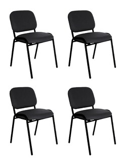 Foto 1 | Offiho Set De 4 Sillas Para Oficina, Salas De Espera, Consultorio Con Tapiz De Tela Color Gris Oxford