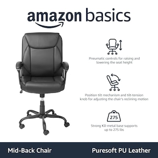 Foto 2 | Silla De Oficina Amazon Basics Classic Puresoft Acolchada En Poliuretano - Venta Internacional.