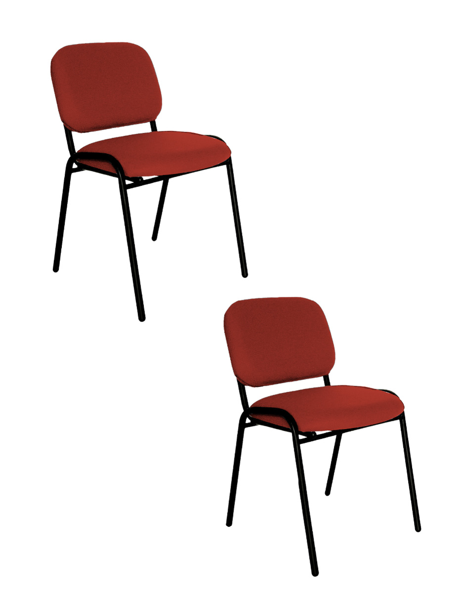 Offiho Set De 2 Sillas Para Oficina, Sala De Espera, Consultorio Con Tapiz De Tela Color Vino