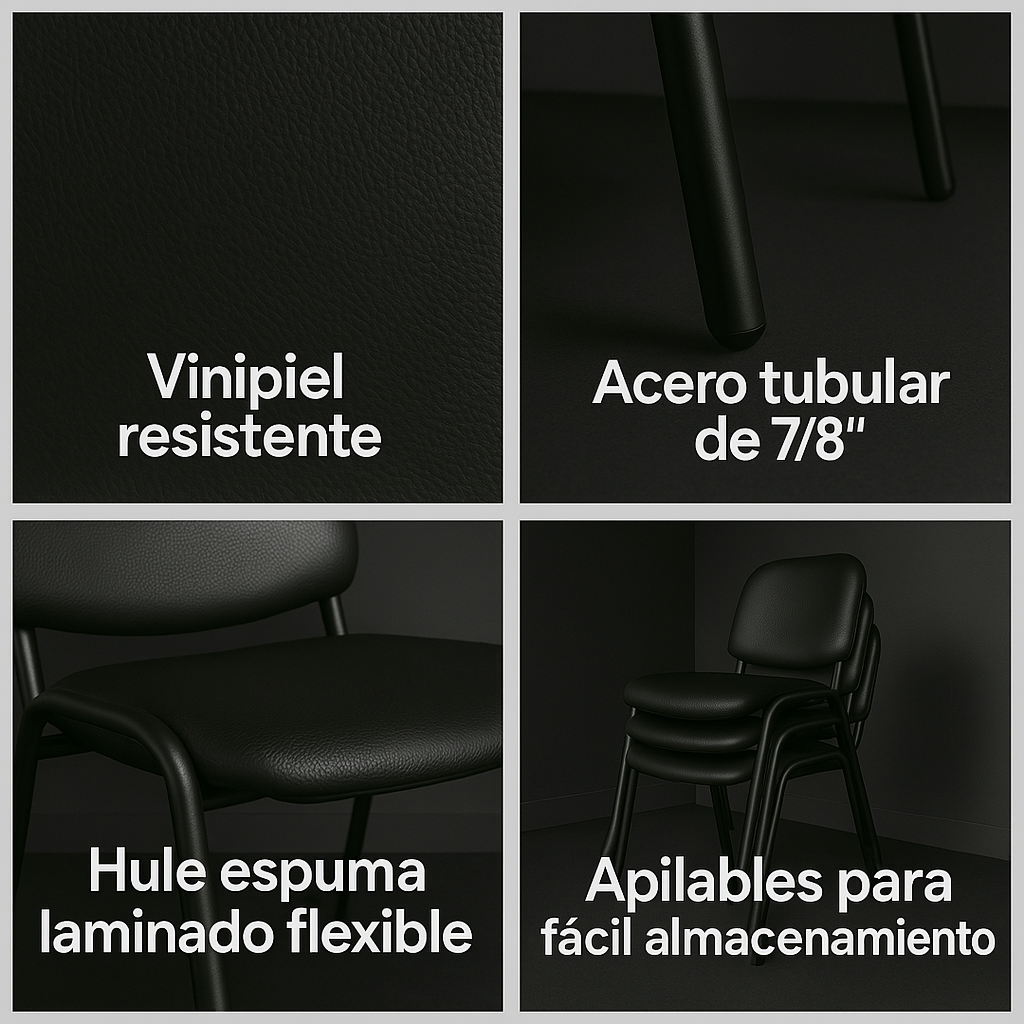 Foto 6 pulgar | Offiho Silla De Oficina Ecovisita Para Salas De Espera, Consultorios En Tapiz Vinil Piel