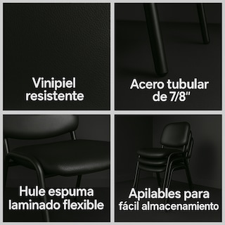 Foto 5 | Offiho Silla De Oficina Ecovisita Para Salas De Espera, Consultorios En Tapiz Vinil Piel