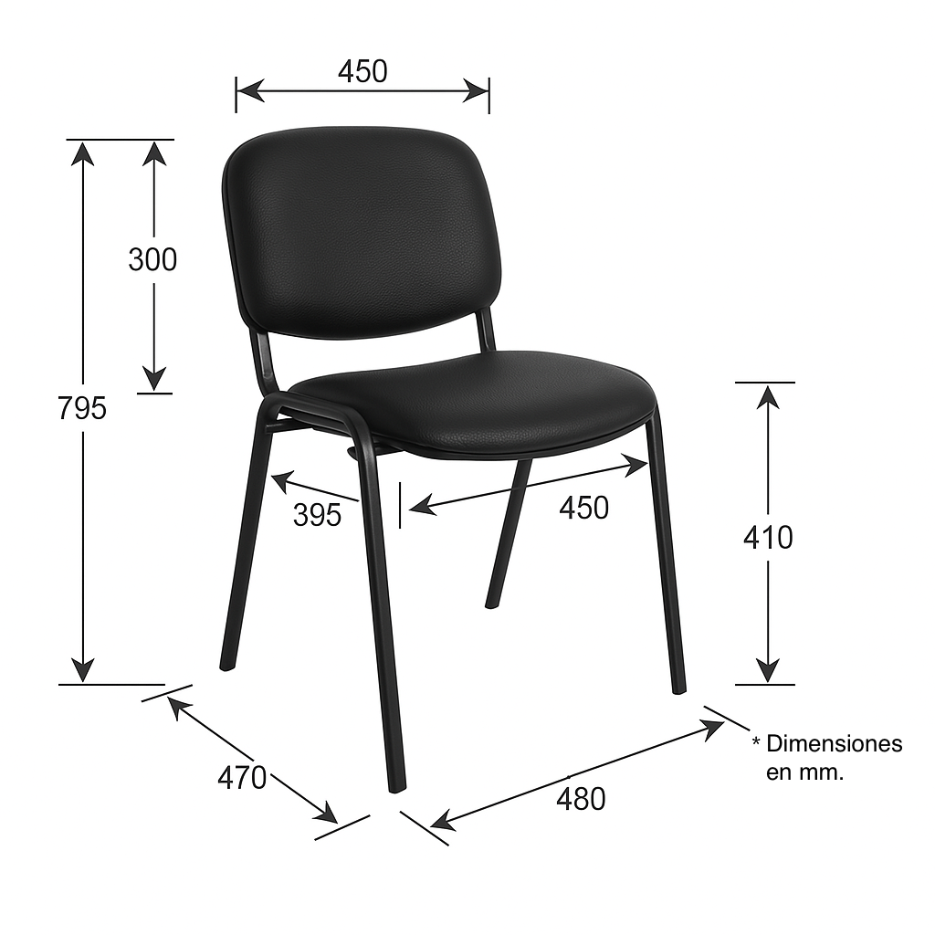 Foto 9 pulgar | Offiho Silla De Oficina Ecovisita Para Salas De Espera, Consultorios En Tapiz Vinil Piel