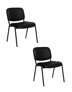 Foto 1 | Offiho Set De 2 Sillas Ecovisita Para Oficinas, Salas De Espera O Consultorios Con Tapiz Vinil Piel Negro