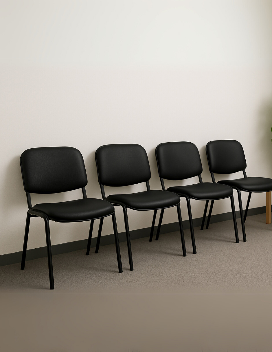 Foto 7 | Offiho Set De 2 Sillas Ecovisita Para Oficinas, Salas De Espera O Consultorios Con Tapiz Vinil Piel Negro