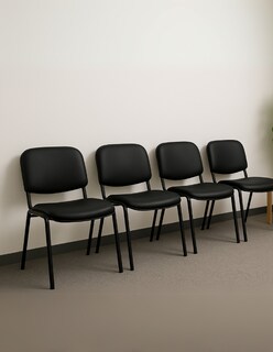 Foto 7 | Offiho Set De 2 Sillas Ecovisita Para Oficinas, Salas De Espera O Consultorios Con Tapiz Vinil Piel Negro