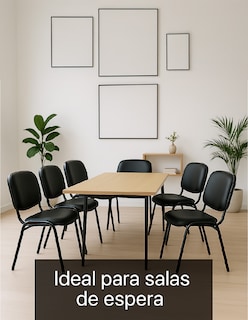 Foto 6 | Offiho Set De 4 Sillas Para Oficina, Salas De Espera, Consultorio Con Tapiz De Vinil Piel Negro