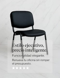 Foto 7 | Offiho Set De 4 Sillas Para Oficina, Salas De Espera, Consultorio Con Tapiz De Vinil Piel Negro