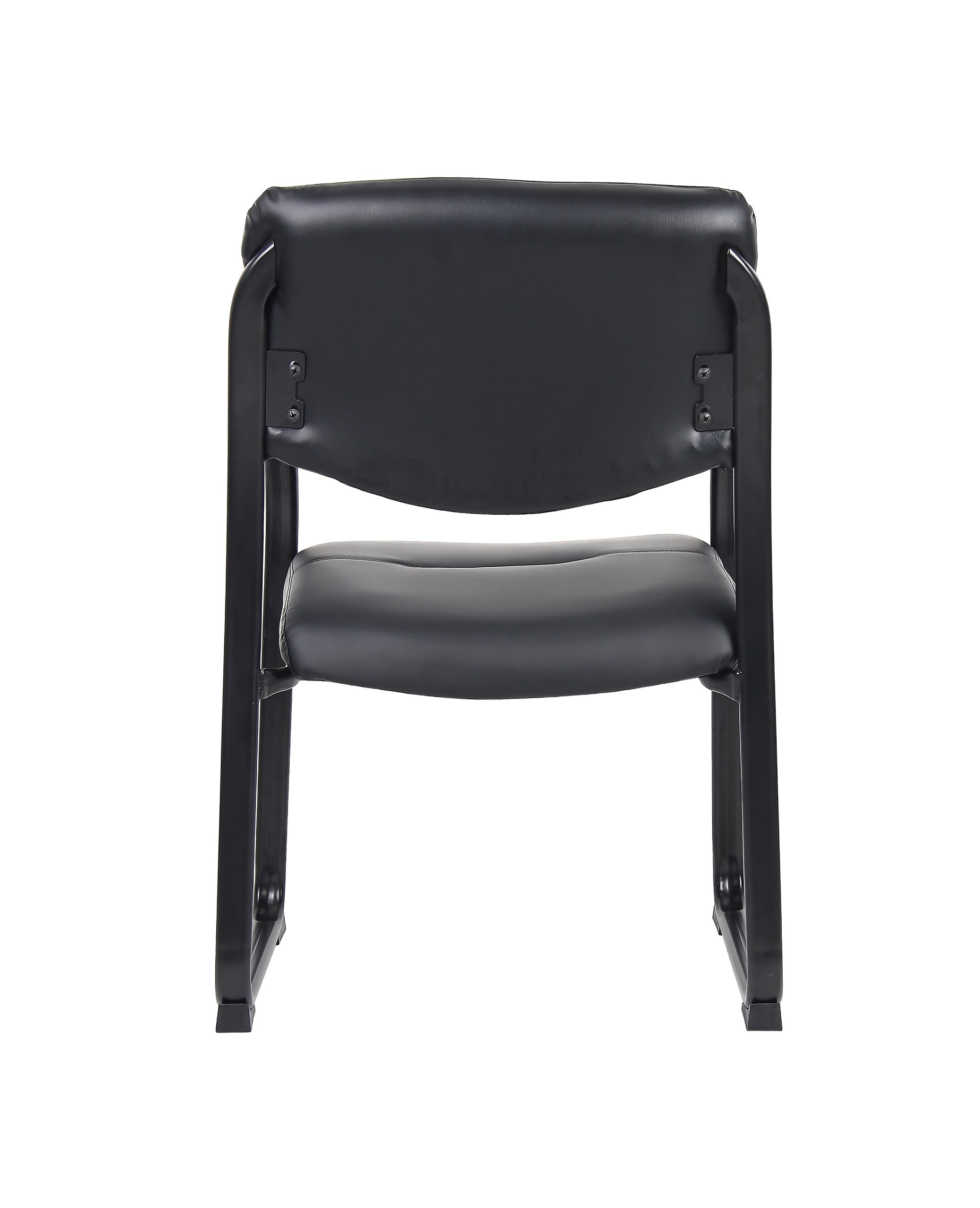 Foto 3 | Silla Auxiliar Boss Office Products De Piel Con Brazos, Color Negro - Venta Internacional.