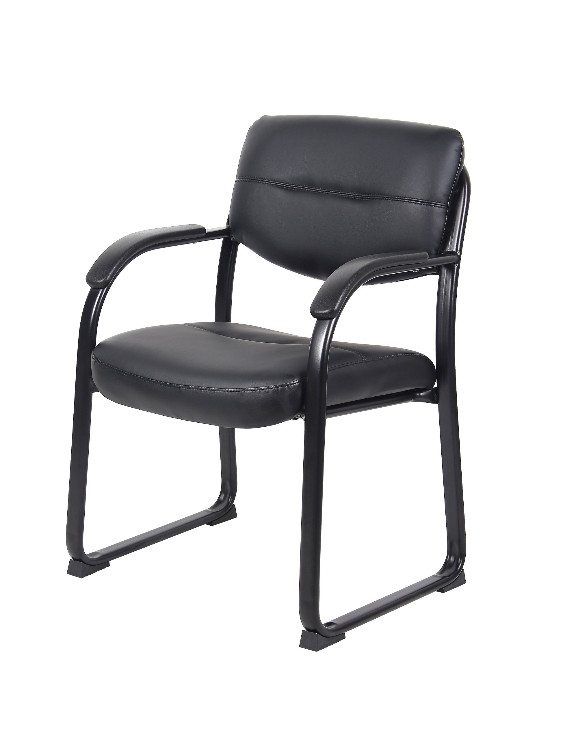 Foto 6 pulgar | Silla Auxiliar Boss Office Products De Piel Con Brazos, Color Negro - Venta Internacional.
