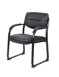 Foto 5 | Silla Auxiliar Boss Office Products De Piel Con Brazos, Color Negro - Venta Internacional.