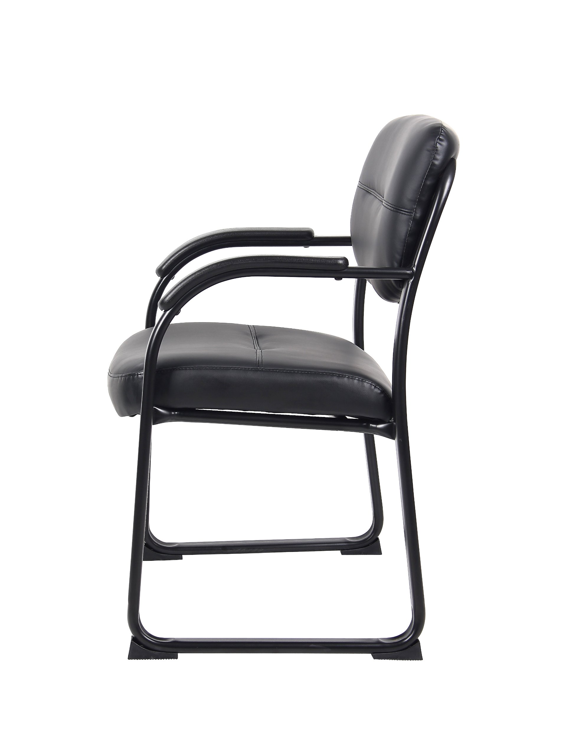 Foto 7 pulgar | Silla Auxiliar Boss Office Products De Piel Con Brazos, Color Negro - Venta Internacional.
