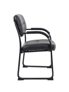 Foto 7 | Silla Auxiliar Boss Office Products De Piel Con Brazos, Color Negro - Venta Internacional.
