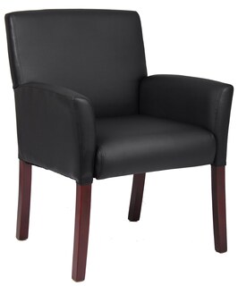 Foto 1 | Silla Para Invitados Boss Office Products Con Forma De Caja, Brazo, Acabado En Caoba - Venta Internacional.