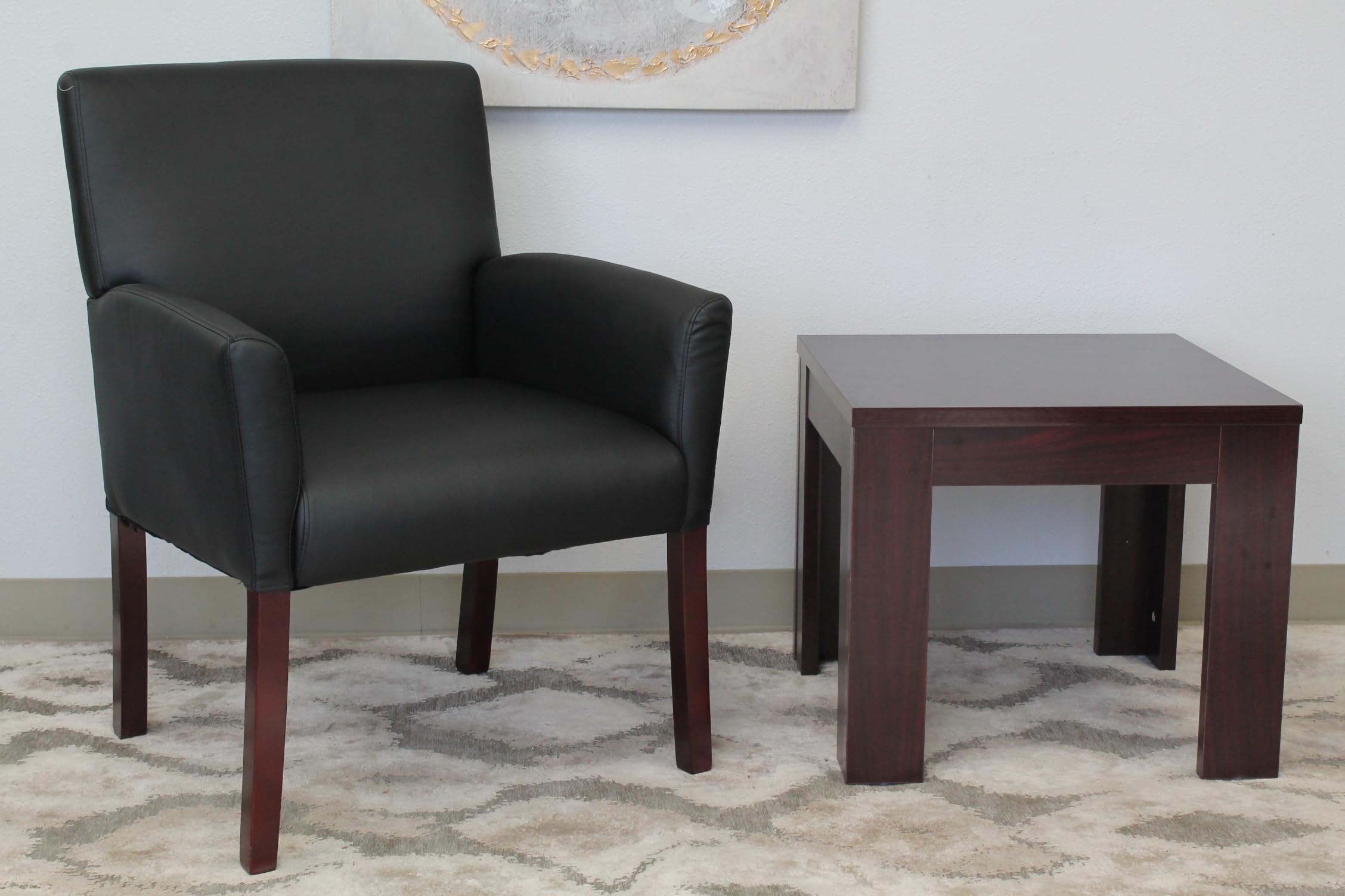 Foto 6 pulgar | Silla Para Invitados Boss Office Products Con Forma De Caja, Brazo, Acabado En Caoba - Venta Internacional.