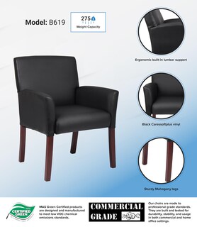 Foto 6 | Silla Para Invitados Boss Office Products Con Forma De Caja, Brazo, Acabado En Caoba - Venta Internacional.