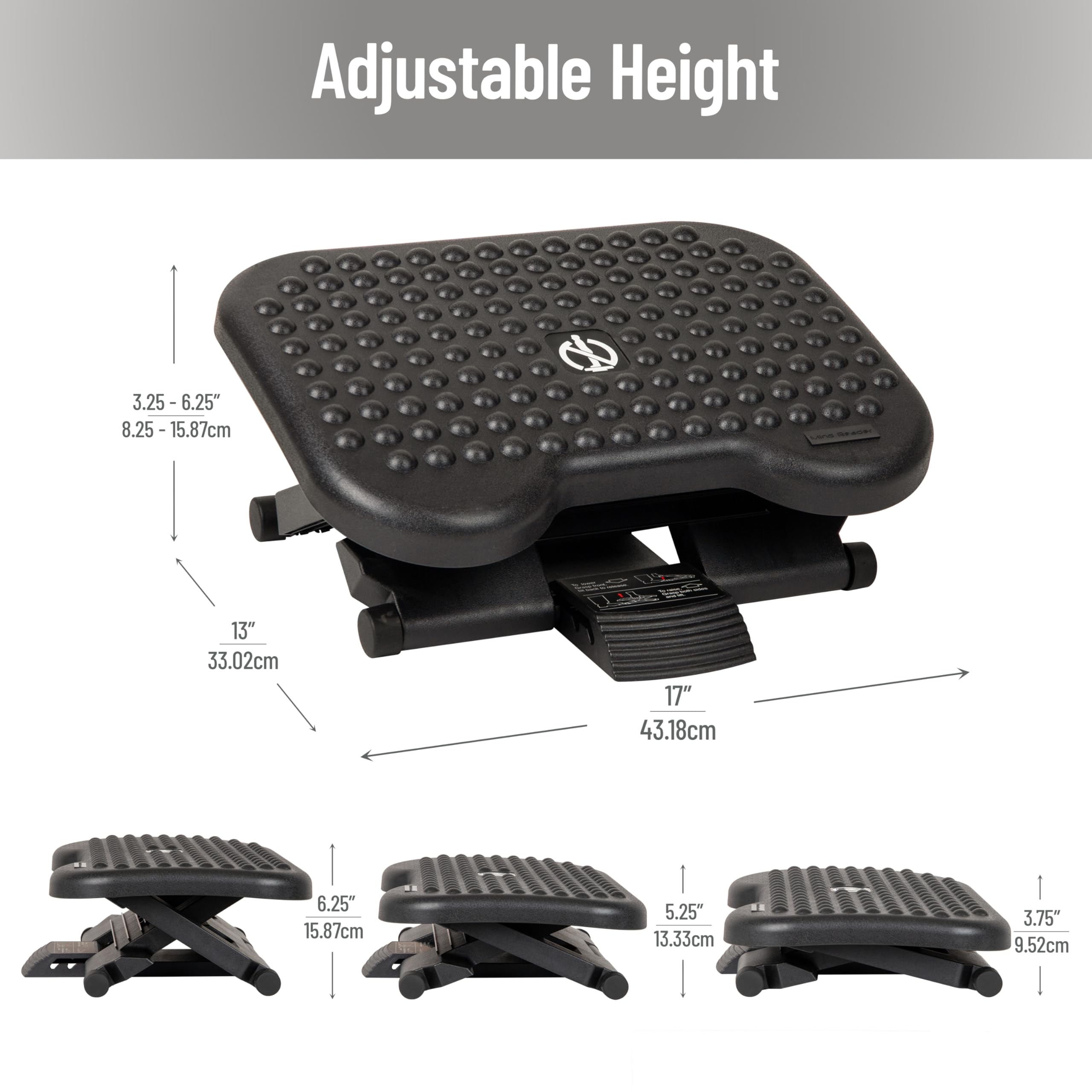 Foto 5 pulgar | Foot Rest Mind Reader, Ergonómico, Ajustable En Altura, Negro, X2 - Venta Internacional.
