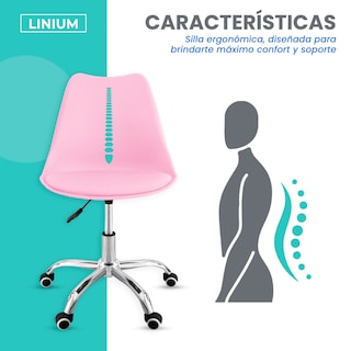 Foto 6 | Silla Oficina Linium Escritorio Salon Hogar Ergonomica Color Rosa