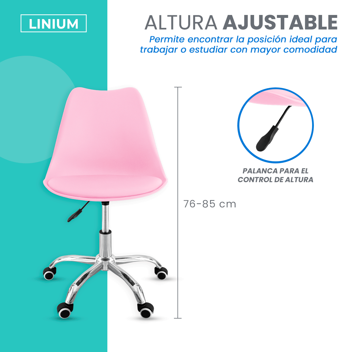 Foto 8 pulgar | Silla Oficina Linium Escritorio Salon Hogar Ergonomica Color Rosa