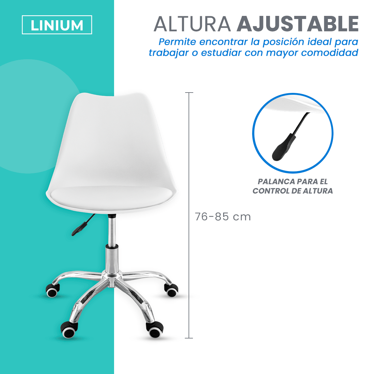 Foto 9 pulgar | Silla Oficina Linium Escritorio Salon Hogar Ergonomica Color Blanco