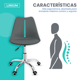 Foto 7 | Silla Oficina Linium Escritorio Salon Hogar Ergonomica Color Gris