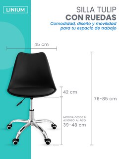 Foto 2 | Silla Oficina Linium Escritorio Salon Hogar Ergonomica Color Negro