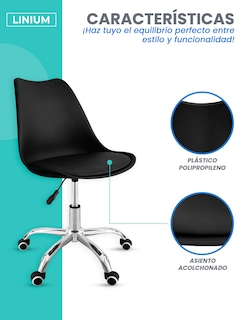 Foto 4 | Silla Oficina Linium Escritorio Salon Hogar Ergonomica Color Negro