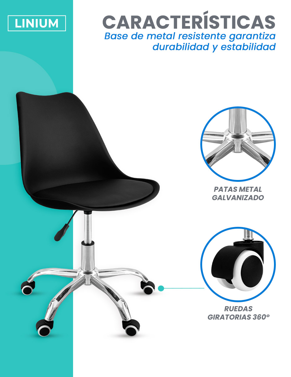 Foto 6 pulgar | Silla Oficina Linium  Escritorio Salon Hogar Ergonomica Color Negro