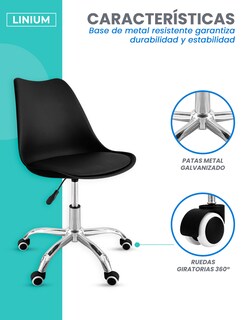 Foto 5 | Silla Oficina Linium Escritorio Salon Hogar Ergonomica Color Negro