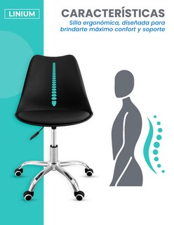 Foto 7 | Silla Oficina Linium Escritorio Salon Hogar Ergonomica Color Negro