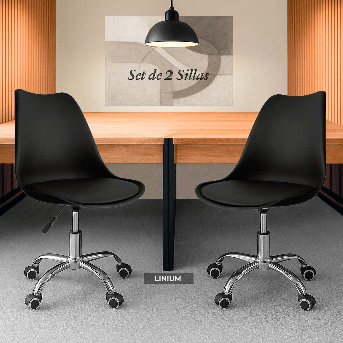 Foto 3 pulgar | Set 2 Silla Oficina Linium Escritorio Salon Hogar Ergonomica Color Negro