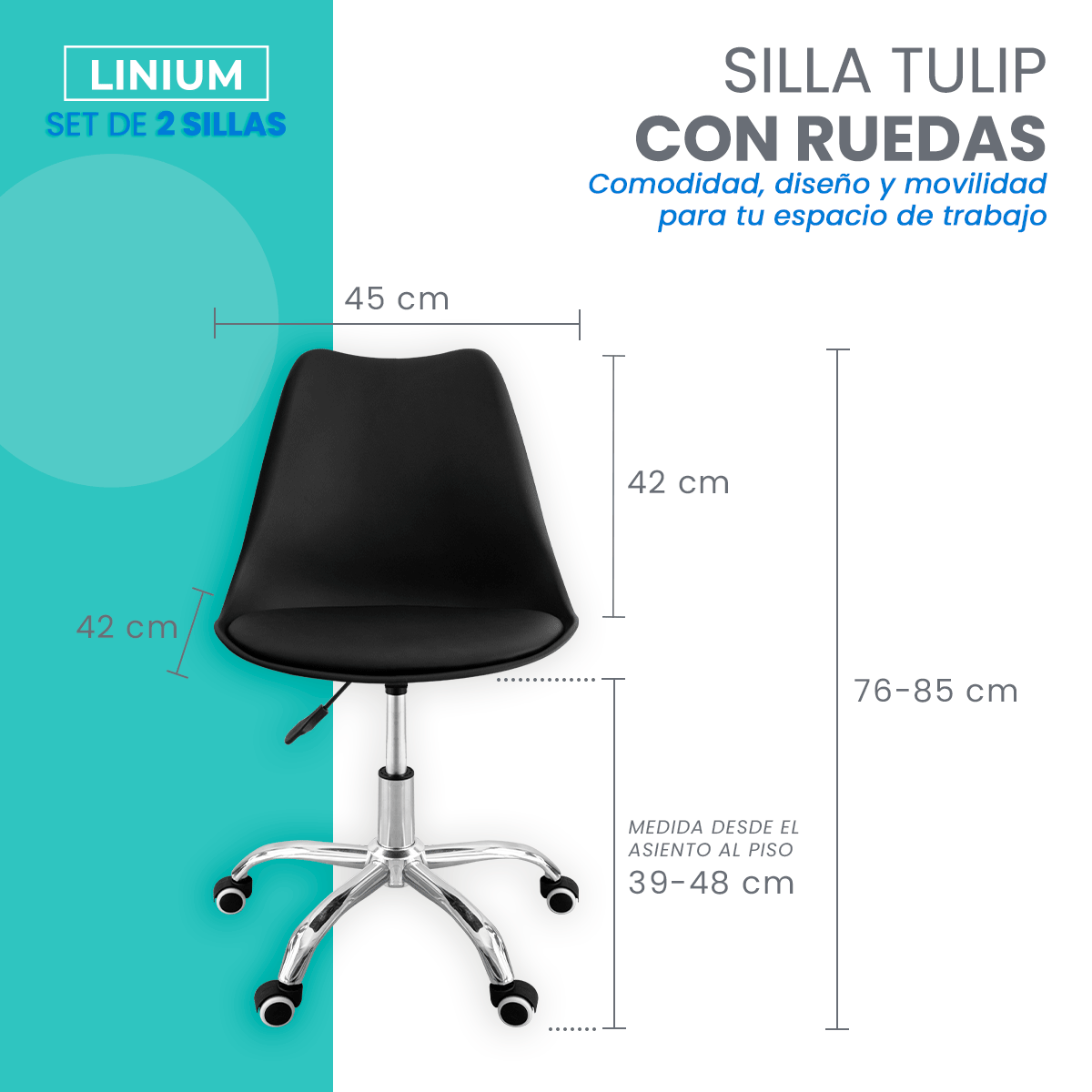 Foto 4 pulgar | Set 2 Silla Oficina Linium Escritorio Salon Hogar Ergonomica Color Negro