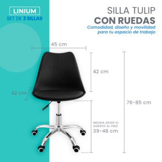Foto 3 | Set 2 Silla Oficina Linium Escritorio Salon Hogar Ergonomica Color Negro