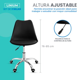 Foto 8 | Set 2 Silla Oficina Linium Escritorio Salon Hogar Ergonomica Color Negro