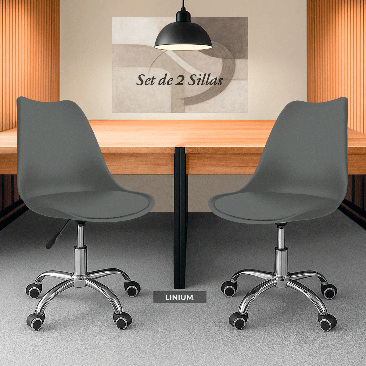 Foto 3 pulgar | Set 2 Silla Oficina Linium Escritorio Salon Hogar Ergonomica Color Gris