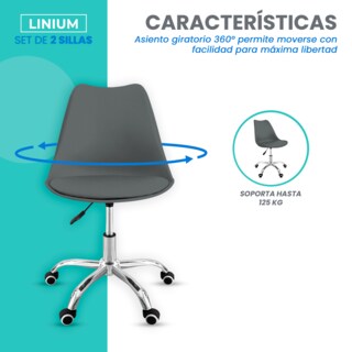 Foto 7 | Set 2 Silla Oficina Linium Escritorio Salon Hogar Ergonomica Color Gris