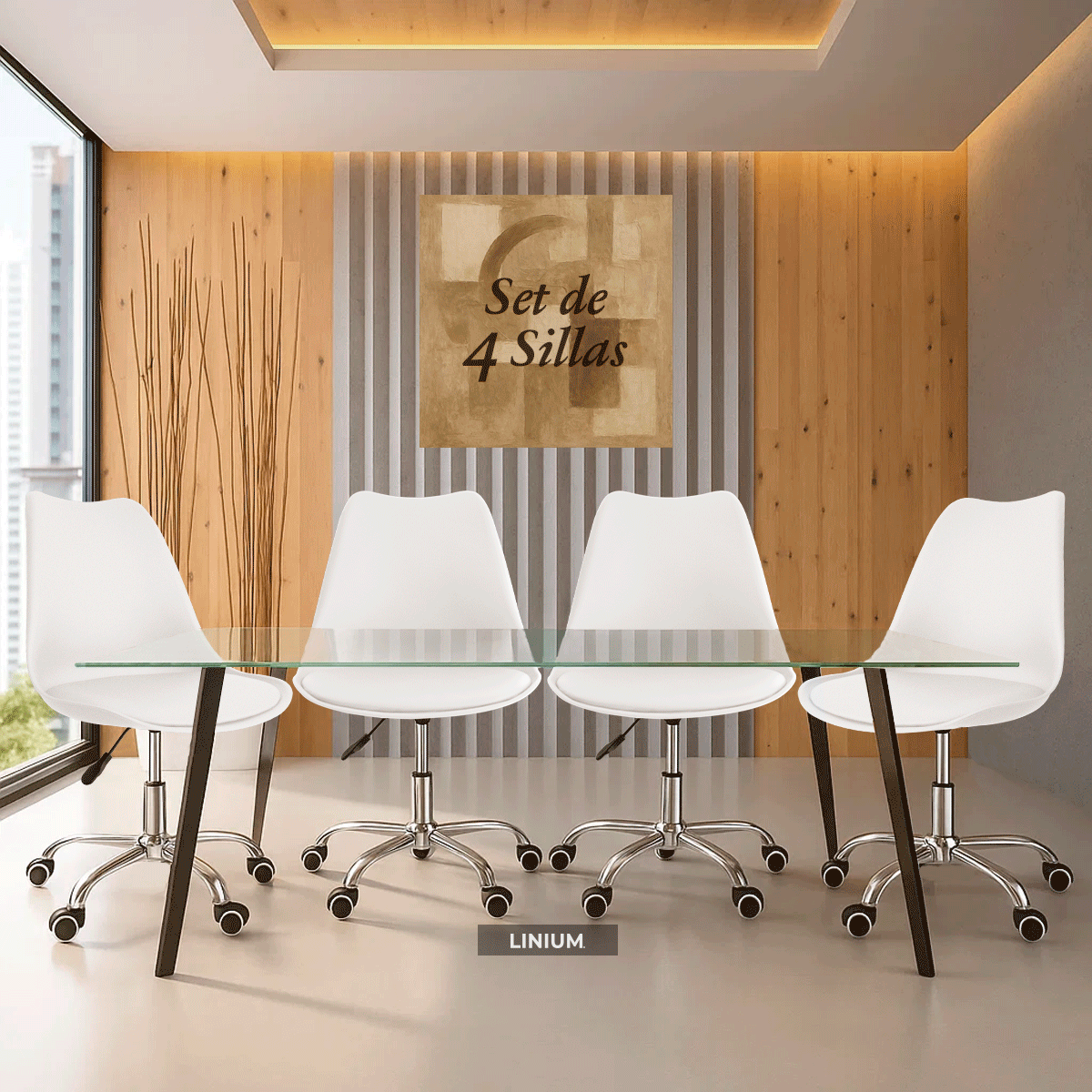 Foto 3 pulgar | Set 4 Silla Oficina Linium Escritorio Salon Hogar Ergonomica Color Blanco