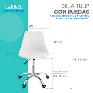 Foto 3 | Set 4 Silla Oficina Linium Escritorio Salon Hogar Ergonomica Color Blanco