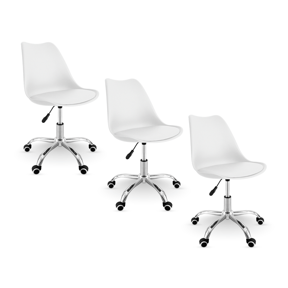 Foto 2 pulgar | Set 3 Silla Oficina Linium Escritorio Salon Hogar Ergonomica Color Blanco