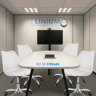 Foto 8 | Set 3 Silla Oficina Linium Escritorio Salon Hogar Ergonomica Color Blanco