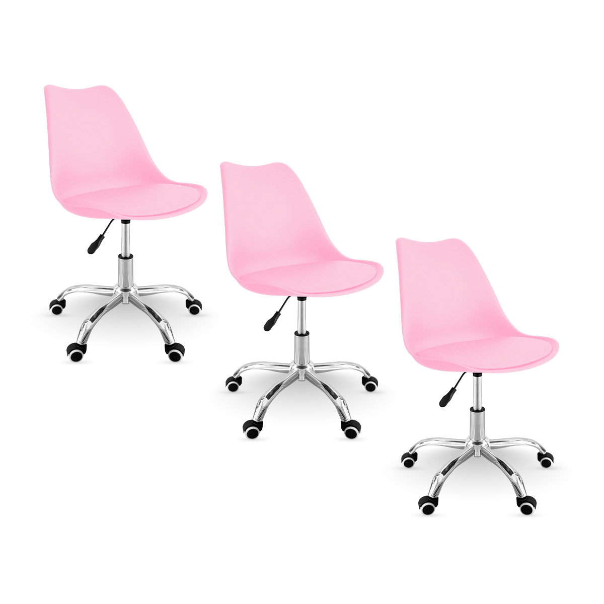 Foto 2 pulgar | Set 3 Silla Oficina Linium Escritorio Salon Hogar Ergonomica Color Rosa