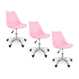 Foto 1 | Set 3 Silla Oficina Linium Escritorio Salon Hogar Ergonomica Color Rosa