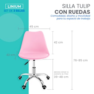 Foto 3 | Set 3 Silla Oficina Linium Escritorio Salon Hogar Ergonomica Color Rosa