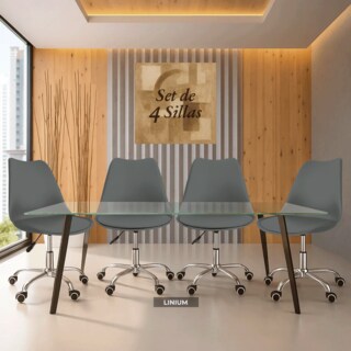 Foto 2 | Set 4 Silla Oficina Linium Escritorio Salon Hogar Ergonomica Color Gris