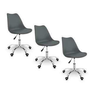 Foto 1 | Set 3 Silla Oficina Linium Escritorio Salon Hogar Ergonomica Color Negro
