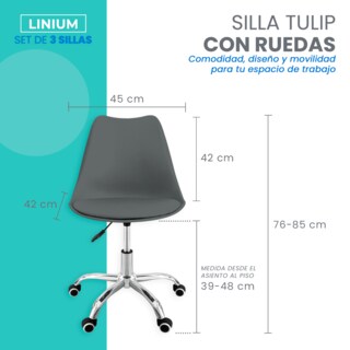 Foto 2 | Set 3 Silla Oficina Linium Escritorio Salon Hogar Ergonomica Color Negro
