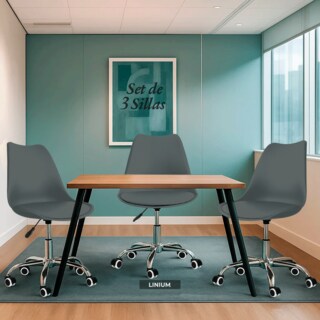 Foto 7 | Set 3 Silla Oficina Linium Escritorio Salon Hogar Ergonomica Color Negro